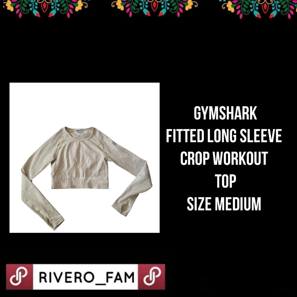 GYMSHARK | FITTED LONG SLEEVE CROP WORKOUT TOP | SIZE MEDIUM